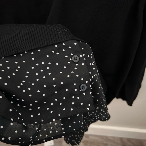 Adrianna Papell Black Polka Dot Twofer Sweater with Collar Size 2X - Picture 5 of 9